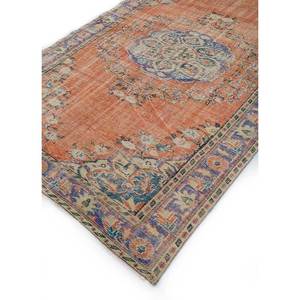 Tapis en laine noué à la main de grande taille, motif médaillon rouge et orange, pour salon, couloir rectangulaire - Pae-2758 - Product Image 2