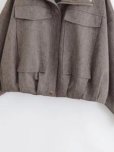 Chaqueta Bomber de Invierno 2026 para Mujer, Nueva, Casual, a la Moda, con Cuello Alto, Manga Larga, Holgada, Acolchada con Espuma PU, Forro Polar y Nylon - Product Image 4