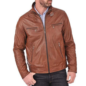 Veste en cuir véritable vintage pour homme, en cuir de vachette de qualité supérieure, teinte unie, pour l'hiver, veste en cuir noir tendance - Product Image 1
