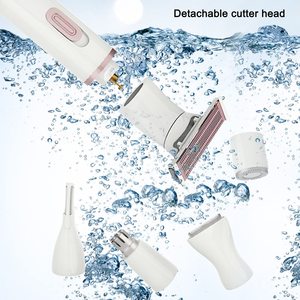 Depiladora Eléctrica 5 en 1 para Mujer, Cuchillas Desmontables de Acero Inoxidable, Carga USB, IPX7, para Rostro, Nariz, Cejas, Brazos, Depilación - Product Image 1