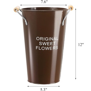 Florero de Metal galvanizado, cubo francés con asas, macetas de cubo de flores rústicas para el hogar y la boda, decoración de estilo Vintage - Product Image 6