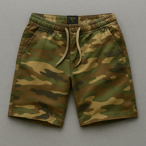 Short en coton imprimé vert armée respirant à carreaux grande taille pour hommes, vêtements d'été décontractés pour l'extérieur - Product Image 2
