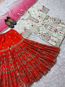 Modern Indian & Pakistani Ethnic Dress High Quality Designer Heavy Faux Georgette Fabric <b>Sharara</b> Suit & Palazzo with Dupatta - Product Image 5