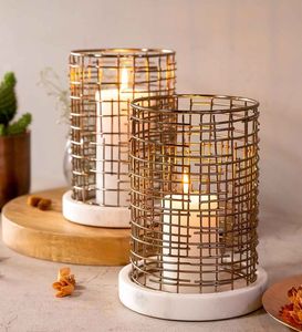 2024 Best Product Gold Metal <b>Candle</b> <b>Holders</b> with <b>Marble</b> Base Christmas Aluminium Decor for Hotel and Party - Product Image 1