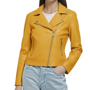 เสื้อแจ็คเก็ตหนังแท้คุณภาพสูงสำหรับผู้หญิง ดีไซน์หรูหรา พรีเมียม ตัดเย็บตามสั่ง ทรงพอดีตัว แฟชั่นทันสมัย - Product Image 3
