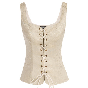 SL000115 Dell'annata Delle Donne Pelle Scamosciata Del Faux Piazza del Collo di U-Back Lace-up Anteriore Della Maglia del Cappotto Del Panciotto - Product Image 6