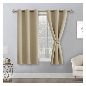 Hot Sale Grey 100% Cotton Thermal Insulated Ready Made Grommet Blackout Left And Right Biparting Open Curtains For Home Bedroom - Product Image 4