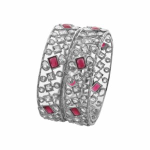 Modern Luxury Silver Reverse AD Design Fashion Bracelets Unique Brass Silver Plated <b>Bangles</b> <b>Set</b> - Product Image 1