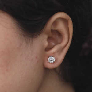 Pendientes Clásicos de Diamantes Cultivados en Laboratorio, Plata de Ley, Oro Rosa, Oro Blanco, Oro Amarillo, Chapados, 2.00 TCW, para Boda y Compromiso - Product Image 1