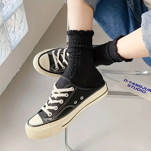 6 Pairs of Knitted Mid Length Stockings for Women's Autumn Winter Cute Fashionable Lolita Versatile <b>Lace</b> Ruffled Short <b>Socks</b> - Product Image 5