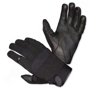Guantes tácticos de cuero de supervivencia al aire libre negros con guantes de manejo protectores de goma - Product Image 6