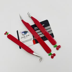 LUCKY LASH TOOLS Pince à épiler professionnelle pour cils volumineux en acier inoxydable Logo personnalisé Rouge Durable et précise Utilisation en salon - Product Image 2
