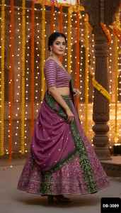 Latest Women Wear Chinon Material Sequins Embroidery Work Heavy <b>Lehenga</b> Choli with Chinon Silk Dupatta Set for Wedding Wear - Product Image 3