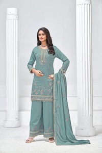 ชุดซอลวาร์ผ้าไหมทรงตรงพิมพ์ลายหรูดูฮัตตาแบบปักลายสำหรับตัวแทนจำหน่ายสินค้าส่งออกและร้านค้าปลีก - Product Image 3