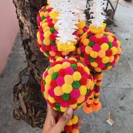 Jazmín Artificial con Adornos de Bolas Multicolor, Colgantes Hechos a Mano para Decoración del Hogar y Decoración de Bodas, Mehndi - Product Image 5