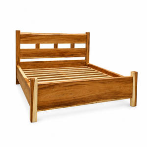 Elegant Solid Suar Wood Modern Wholesale Horizon Suar Wood Bedframe <b>Platform</b> <b>Bed</b> with Slatted <b>Base</b> for Hotel & Resort Guest Room - Product Image 2