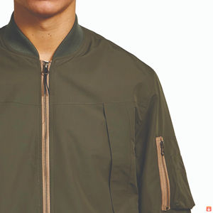 2024 Wholesale <b>Men's</b> High Quality Canvas Zipper Bomber <b>Jacket</b> Custom Logo Windproof Winter Hooded Stand Embroidery <b>Light</b> Sale - Product Image 5