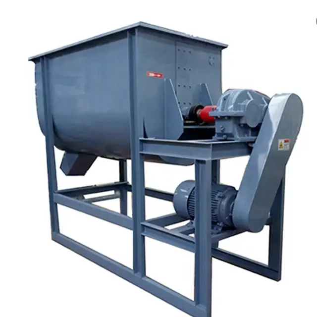 CE certificated poultry feed mixer machine 2 tons ribbon mixer liquid additives Premix mixing horizontal ribbon feed mixer