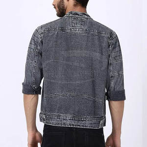 แจ็คเก็ตหนังสำหรับผู้ชายกางเกงยีนส์สไตล์2024โลโก้ของคุณเองและดีไซน์ตามสั่ง - Product Image 4