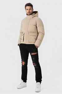 เสื้อกันลมมีฮู้ดสำหรับผู้ชายแจ็คเก็ตขนเป็ดย้อมสีล้วนมีฮู้ดสำหรับใส่กลางแจ้งเสื้อกันลมสำหรับฤดูหนาว - Product Image 3