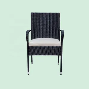 Muebles de exterior Rattan Mimbre Juego de jardín Balcón Silla de ratán Combinación de café Silla apilable