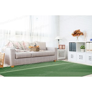 Tapis en laine imprimé écologique, motif botanique traditionnel feuilles vertes, patchwork floral, en latex pour la décoration intérieure, texture velours de luxe - Product Image 3