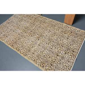 Tapis Vintage en Laine Turque 38X66 pieds Beige Brun Tapis Latex Classique Patchwork Design pour Entrée Chevet Rectangle Couloir - Product Image 4