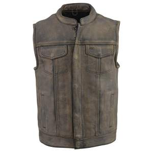 Offre Spéciale hommes réversible en cuir Biker gilet automne respirant tissu de laine haute qualité moto vêtements d'extérieur - Product Image 5