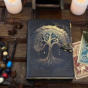 Diario de cuero genuino hecho a mano para mujer, hermoso cuaderno de bocetos de árbol de la vida con encuadernación en espiral para viajar y tomar notas - Product Image 1