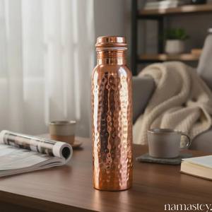 Traditional Rustic Finishing Pure Copper <b>Water</b> <b>Bottle</b> for Eco Friendly Sustainable and Healthy Living - Product Image 4