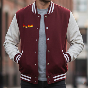 Chaqueta Varsity de Alta Calidad con Cuello en V y Cierre de Botones, Chaqueta de Invierno Gruesa con Logotipo Bordado Personalizado - Product Image 4