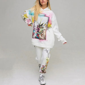 Combinaison de jogging décontractée avec logo imprimé personnalisé mode OEM, sweat à capuche court et survêtement de salon pour femmes, ensemble pantalon de survêtement de jogging - Product Image 6