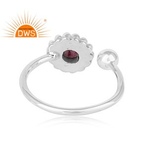 แหวนอัญมณีโกเมนธรรมชาติทำจากเงินแท้ปรับได้ดีไซน์ล่าสุดจากผู้ผลิตเครื่องประดับ - Product Image 4