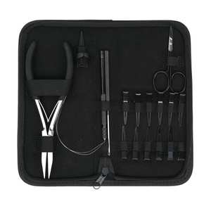 Kit d'outils pour extensions de cheveux, pinces à sertir plates professionnelles, outil de tirage de boucle, mini ciseaux de coupe et pinces de sectionnement de cheveux de salon - Product Image 1