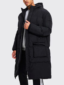 Custom Made Outdoor Lightweight Warm Cotton <b>Padded</b> Long puffer jacket Hot Selling Zip Up <b>Hip</b> Hop Long Bubble jacket for men - Product Image 4