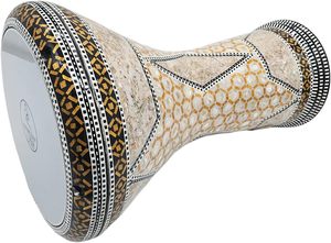 Gawharet El Fan 17,5 pouces, corps professionnel en aluminium moulé, motif nid d'abeille doré, pour doumbek/darbuka égyptien avec molettes de réglage internes - Product Image 2