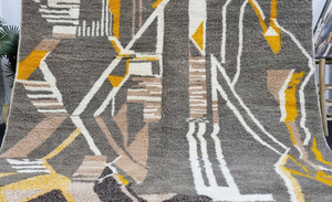 Tapis marocain en laine nouée à la main d'excellente qualité pour le tapis géométrique de salon pour le tapis de salle à manger - Product Image 4