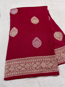 Sari Banarasi Tassur Kadhwan authentique, pur, fait main, tissé à la main, traditionnel, léger, élégant, pour les fêtes, protection solaire rapide - Product Image 4