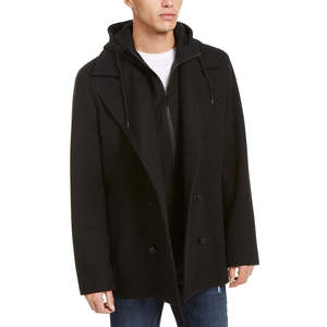 Cappotto Invernale American Rag da Uomo, Modello Miles in Lana, Lungo con Bottoni Decorativi, in Cashmere Nero, Taglia Media - Product Image 1