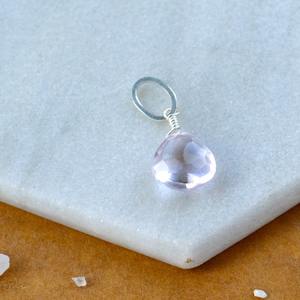 Pendentif en améthyste rose en forme de larme, pierre naturelle rose douce, plaqué or rose, bijou artisanal - Product Image 5