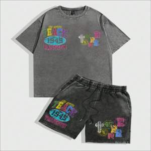 Conjuntos cortos personalizados de 2 piezas para hombre, ropa de calle, conjunto de verano con camiseta, pantalones cortos y camisa a juego informales y de moda para hombre. - Product Image 1