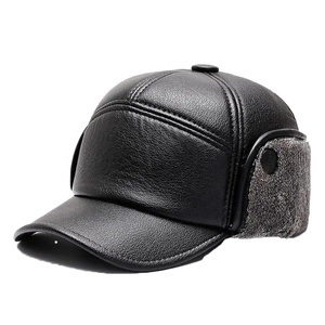 Casquette de baseball vintage sportive en coton et cuir, chaude pour l'hiver, imperméable, en velours, protection des oreilles, réglable, anti-froid, vente en gros - Product Image 6