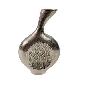 Vase à fleurs vintage antique en aluminium texturé gaufré moderne pour bureau, maison, hôtel, bureau et restaurants. - Product Image 1