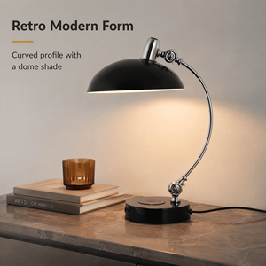 Retro Metal Table <b>Lamp</b> With Charging Base And Adjustable Head E27 Bulb For Bedroom Reading Study Desk Warm Atmosphere - Product Image 4