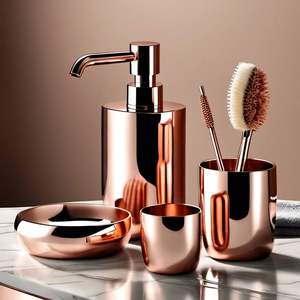 Ensemble de salle de bain en métal haut de gamme, accessoires de décoration intérieure de luxe faits à la main, porte-serviettes, porte-savon, porte-brosse à dents, organisateur de rangement - Product Image 1