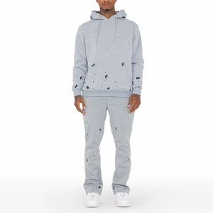 ชุดวอร์มผ้าฟลีซฤดูหนาวผ้าฝ้าย 100% น้ำหนัก 280 กรัม สำหรับผู้ชาย ชุดสเวตสูทแบบกำหนดเองสำหรับเสื้อฮู้ดดี้และกางเกงขายาว ชุดเปล่าสำหรับผู้ชาย - Product Image 1