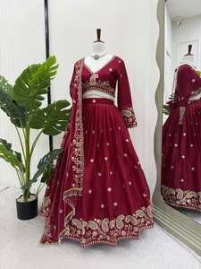Lounch Heavy Boutique Collection ropa de boda y ropa festiva lehenga choli Thread con 3 y 9 mm Sequence Flair 3,5 MTR lienzo - Product Image 2