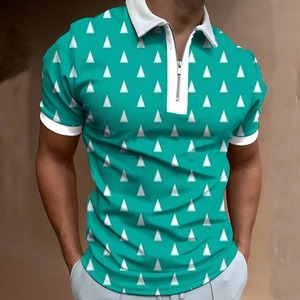 Europa y América 2025 Verano Nueva moda Casual Impresión digital Polo Camisa Cremallera Tendencia Camiseta suelta - Product Image 6