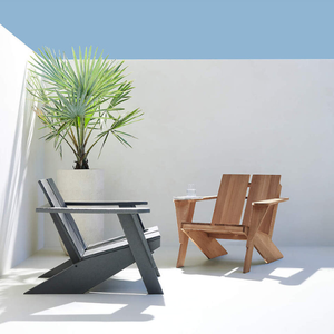 Modern Solid <b>Teak</b> Outdoor Lounge <b>Chair</b> with Unique Geometric Design - Product Image 5