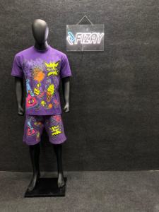 Camiseta de algodón de verano Unisex, conjunto de pantalones cortos con cordón, ropa de calle reflectante lavada con ácido, serigrafía personalizada, prendas de vestir exteriores para hombres - Product Image 3